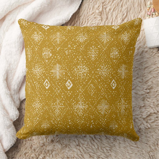 Coussin Motif Flocon de Neige de Noël Automne Doré (Couverture)