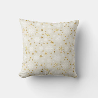 Coussin Motif Flocon de Neige Doré