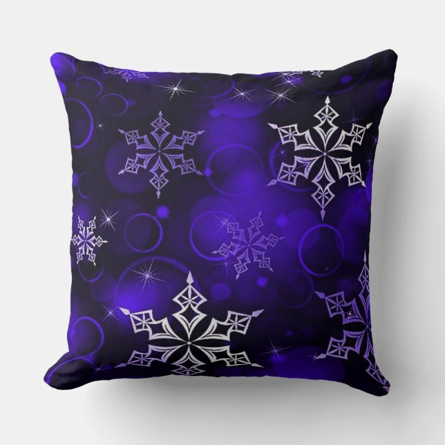 Coussin Motif flocon de neige violet améthyste chic (Recto)