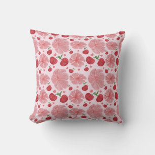 Coussin Motif floral à la cerise aquarelle