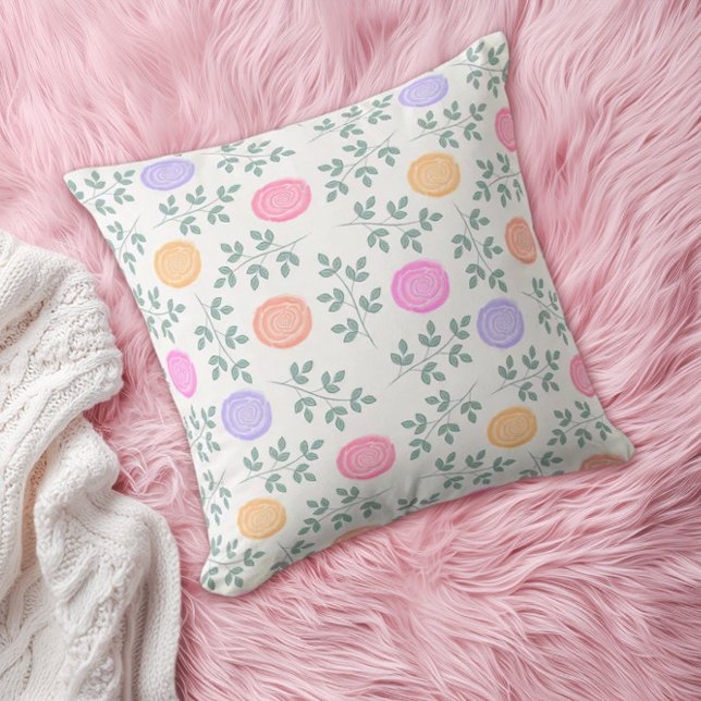 Coussin Motif floral à l'aquarelle douce (Créateur téléchargé)
