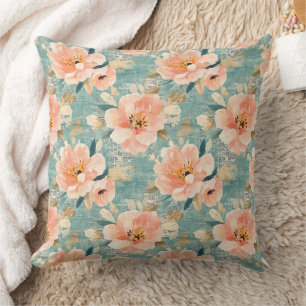 Coussin Motif floral abstrait aquarelle vintage