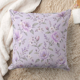 Coussin Motif floral aquarelle violet sans couture de rêve