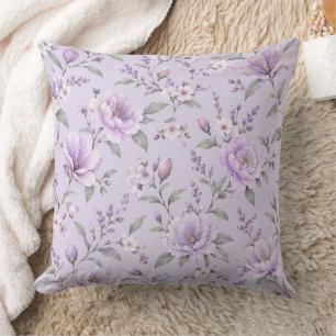 Coussin Motif floral aquarelle violet sans couture de rêve