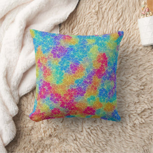 Coussin Motif floral arc-en-ciel vibrant coloré
