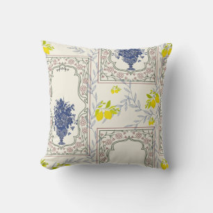 Coussin Motif floral au citron méditerranéen 