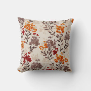 Coussin Motif floral automnal rustique en orange brûlé