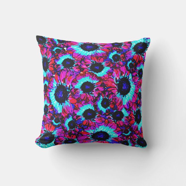 Coussin Motif Floral Aux Couleurs Vives (Recto)