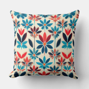 Coussin Motif floral avec design abstrait bleu