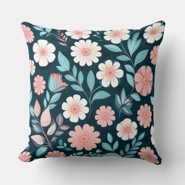 Coussin Motif floral avec fleurs pastel (Recto)