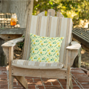 Coussin Motif floral avec rose jaune et fleurs de tulipe