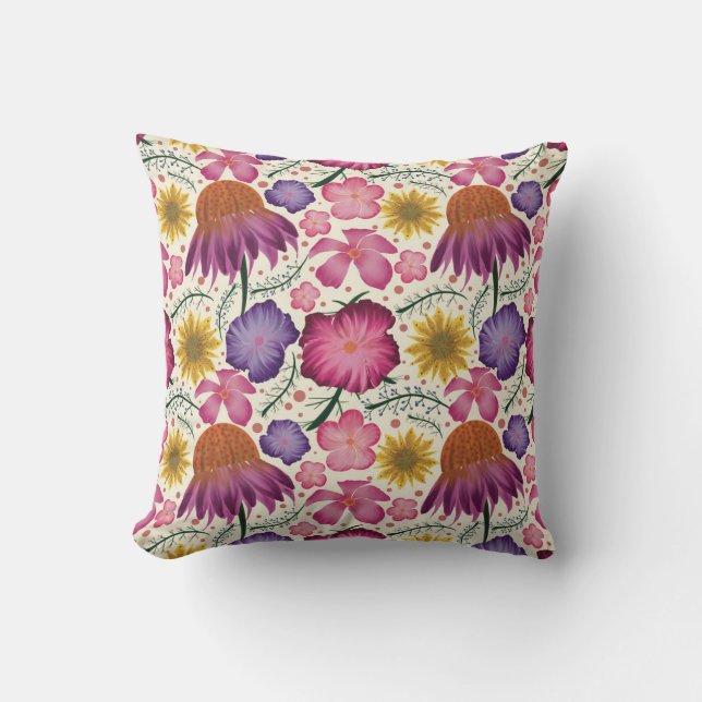 Coussin Motif floral beige de confleur (Recto)