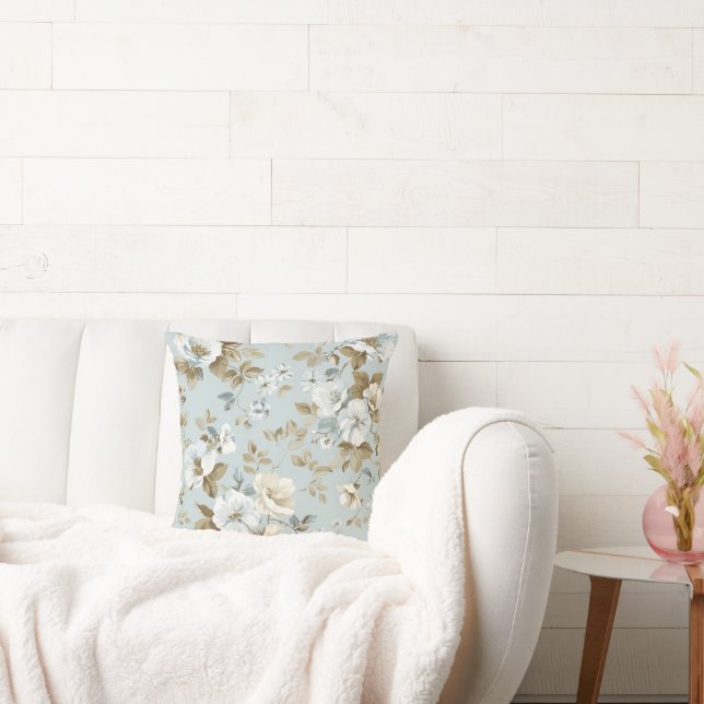 Coussin Motif floral blanc (Canapé)