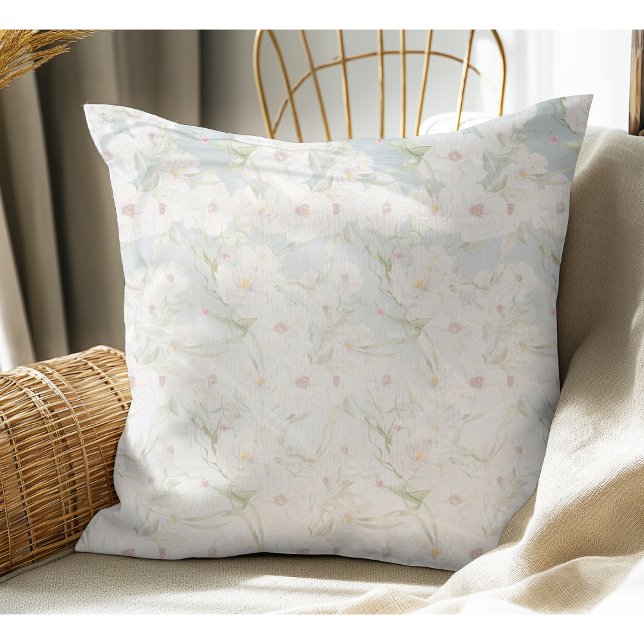 Coussin Motif floral blanc doux (Créateur téléchargé)