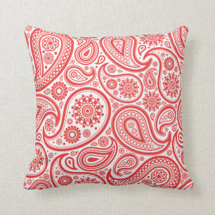Coussin Motif floral blanc rouge de Paisley