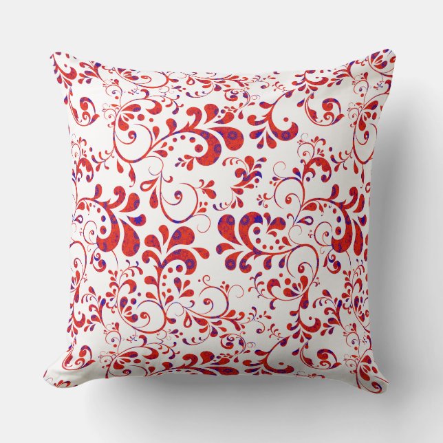 Coussin Motif floral blanc rouge mou (Recto)