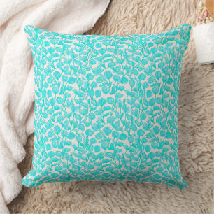 Coussin motif floral bleu
