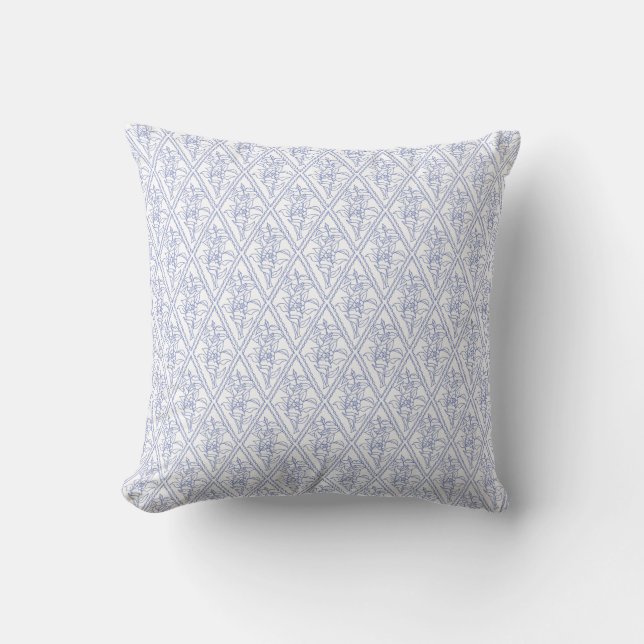 Coussin Motif floral bleu de diamant de bigorneau chic (Recto)