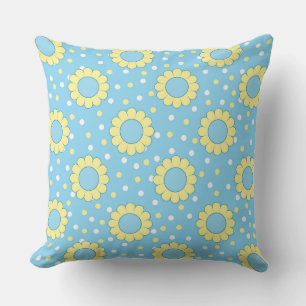 Coussin Motif floral bleu et jaune