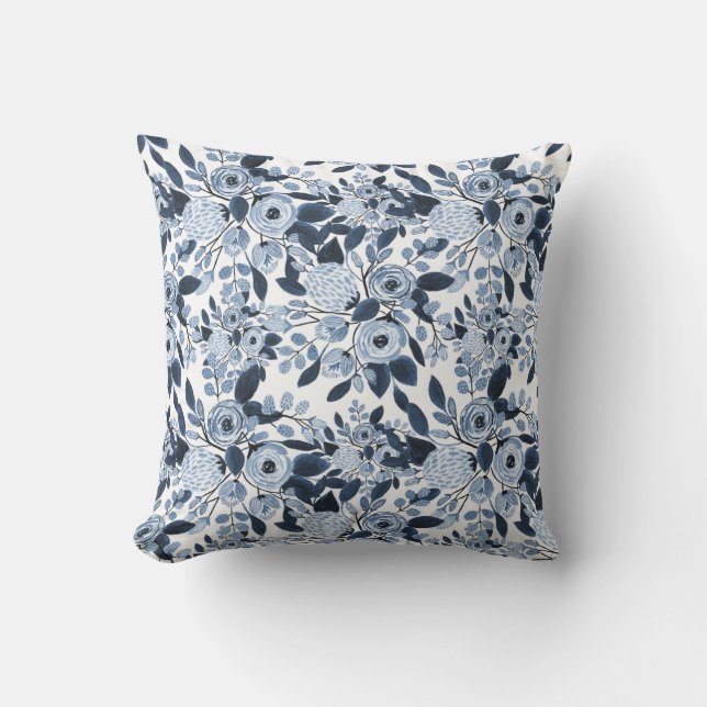 Coussin Motif floral bleu marine Pastel (Recto)