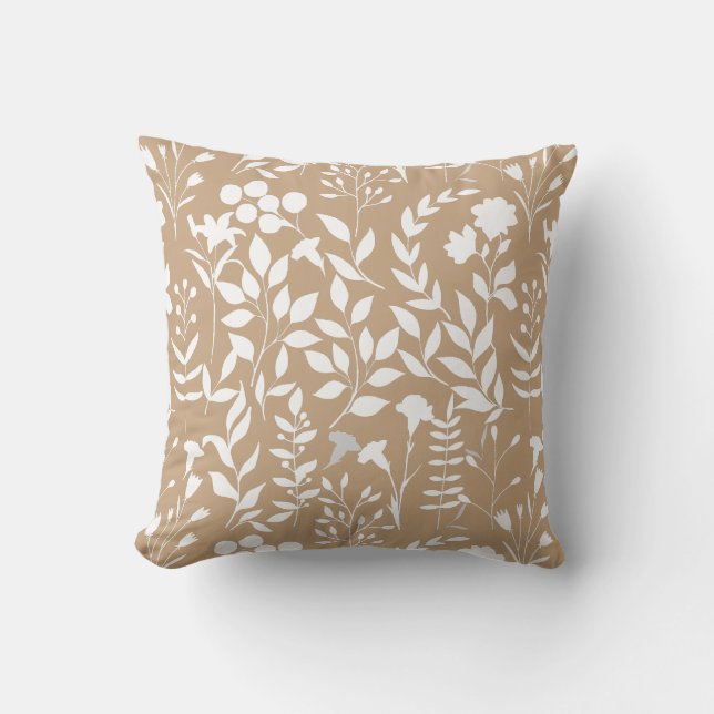 Coussin Motif floral bleu.ST02. blanc L Orange BG (Recto)