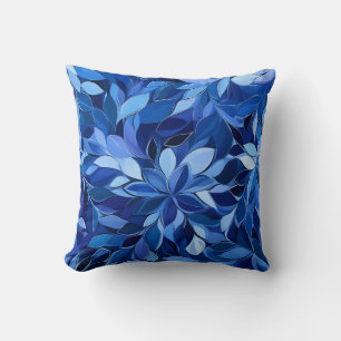 Coussin Motif Floral bleu transparent