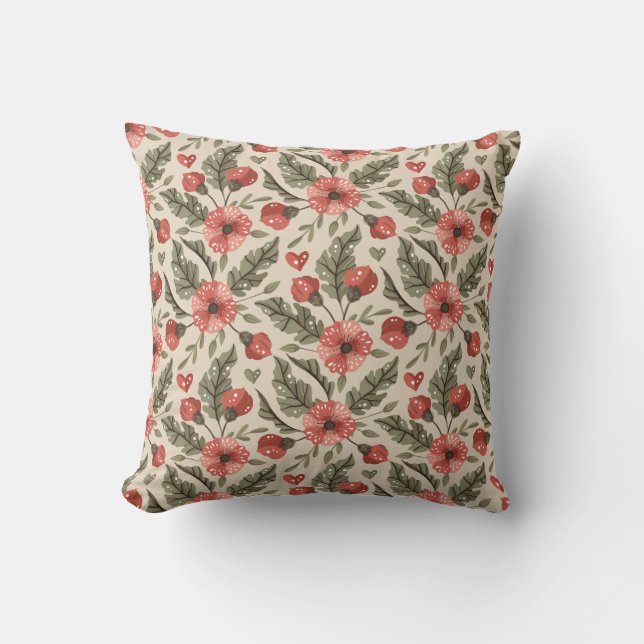 Coussin Motif floral bohème (Recto)