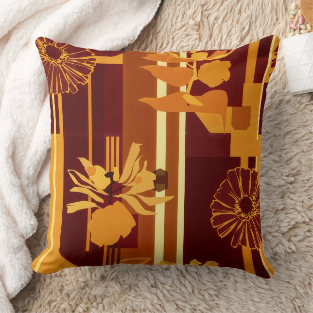Coussin Motif floral botanique tons de terre (Couverture)