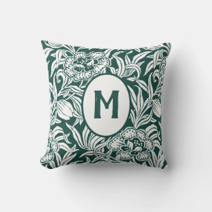 Coussin Motif floral botanique vintage Art Nouveau vert