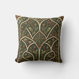 Coussin Motif floral Chardon Victorien Vert foncé