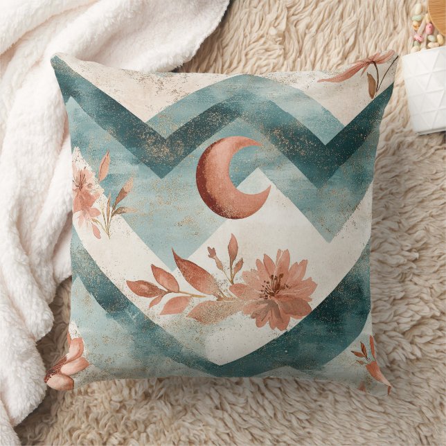 Coussin Motif floral chevron Lune rustique (2) (Couverture)
