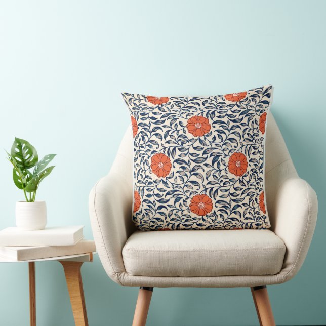 Coussin Motif floral chinois (fleur orange) (Chaise)