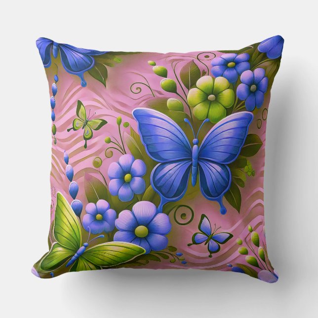 Coussin Motif floral coloré (Recto)