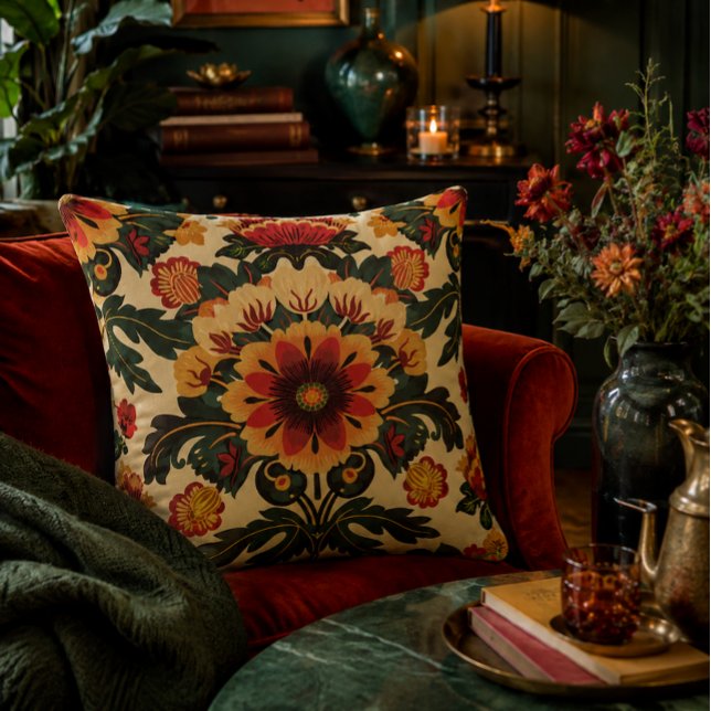 Coussin Motif floral coloré (Bring warmth, character and timeless floral elegance home.)