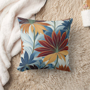 Coussin Motif floral coloré avec Feuilles et fleurs