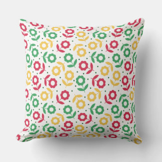 Coussin Motif floral coloré de fleurs rétro printemps