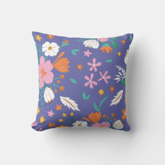 Coussin Motif floral coloré de prairie