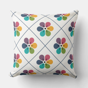 Coussin Motif floral coloré et diamant