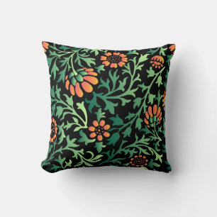 Coussin Motif floral complexe avec feuilles vertes
