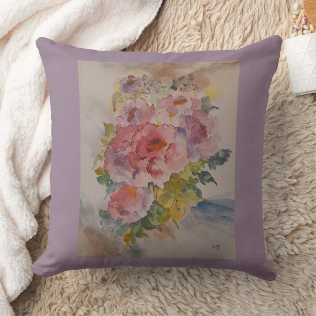 Coussin motif floral couleur eau (Couverture)
