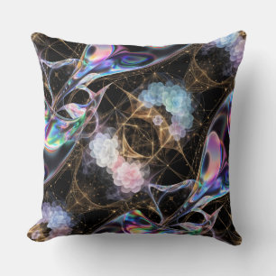 Coussin Motif floral cristal iridescent futuriste sans cou