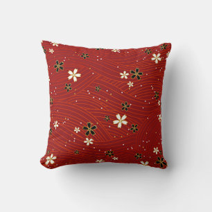 Coussin Motif floral de beauté rouge