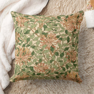 Coussin Motif floral de chèvrefeuille vintage de William M