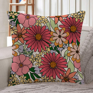Coussin Motif floral de couleur boho
