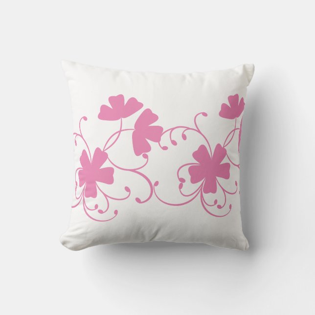 Coussin Motif floral de couleur rose (Recto)