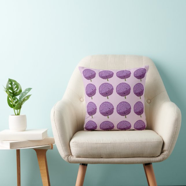 Coussin Motif floral de fleur d'Allium pourpre (Chaise)