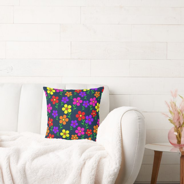 Coussin Motif floral de fleurs colorées (Canapé)