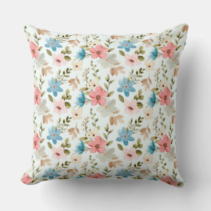 Coussin Motif floral de fleurs sauvages à l'aquarelle