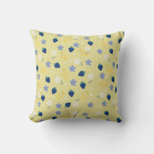 Coussin Motif floral de fleurs sauvages et de mûres