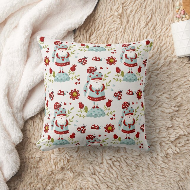 Coussin Motif floral de gnome scandinave mignon (Couverture)